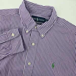 Ralph‎ Lauren Mens L Classic Fit Purple Striped Button Down Long Sleevs Shirt